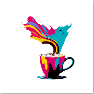 Cup of Coffee in Funky Colors Posters and Art